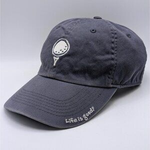 Life Is Good Hat Cap Strap Back Unisex Blue White Golf Tee Adjustable Dad